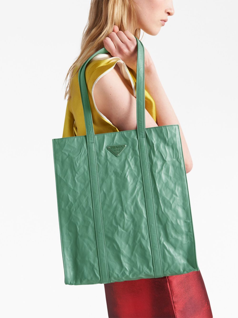 Pra*a small antique nappa leather tote