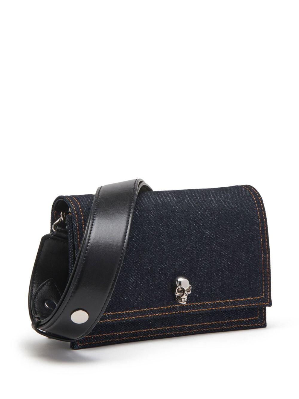 Alexander McQueen small Skull denim satchel bag
