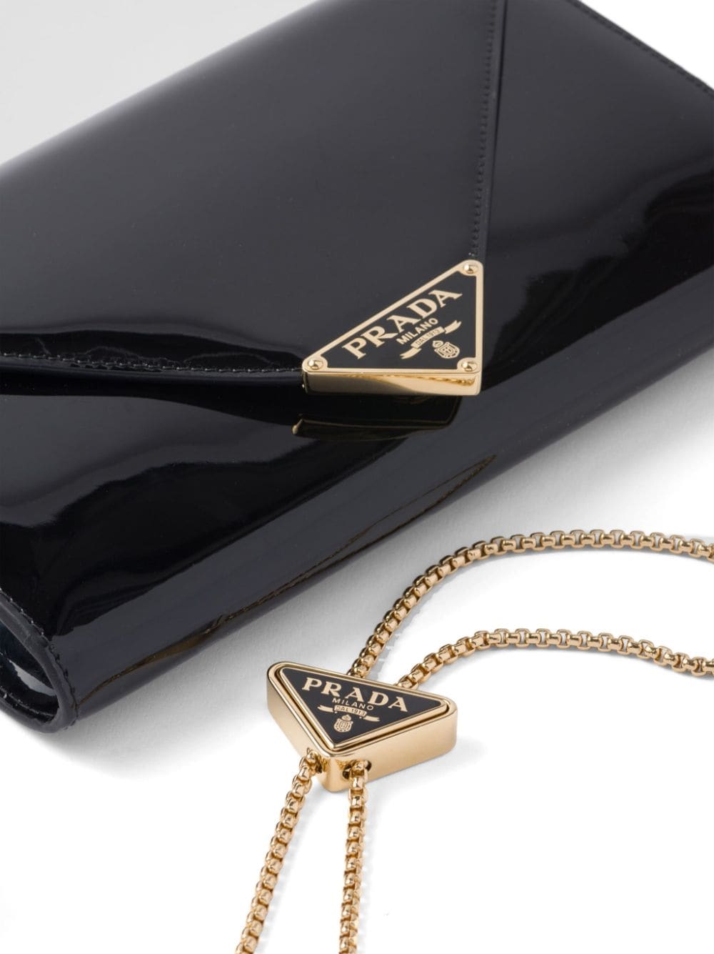 Pra*a patent-leather envelope bag