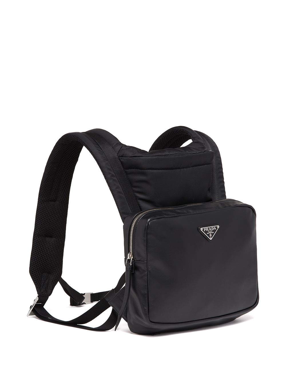 Pra*a logo-plaque leather backpack