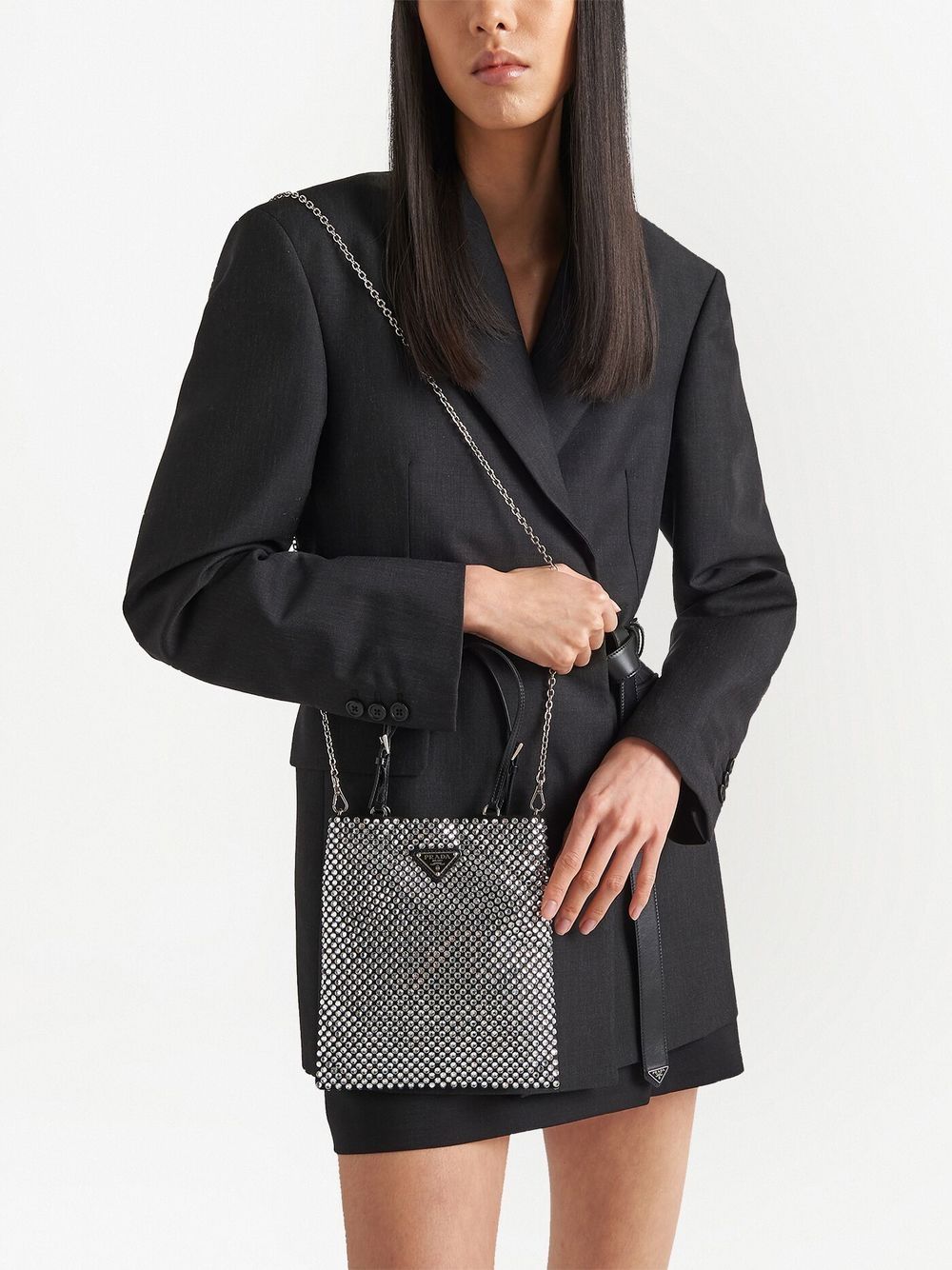 Pra*a crystal-embellished satin tote bag