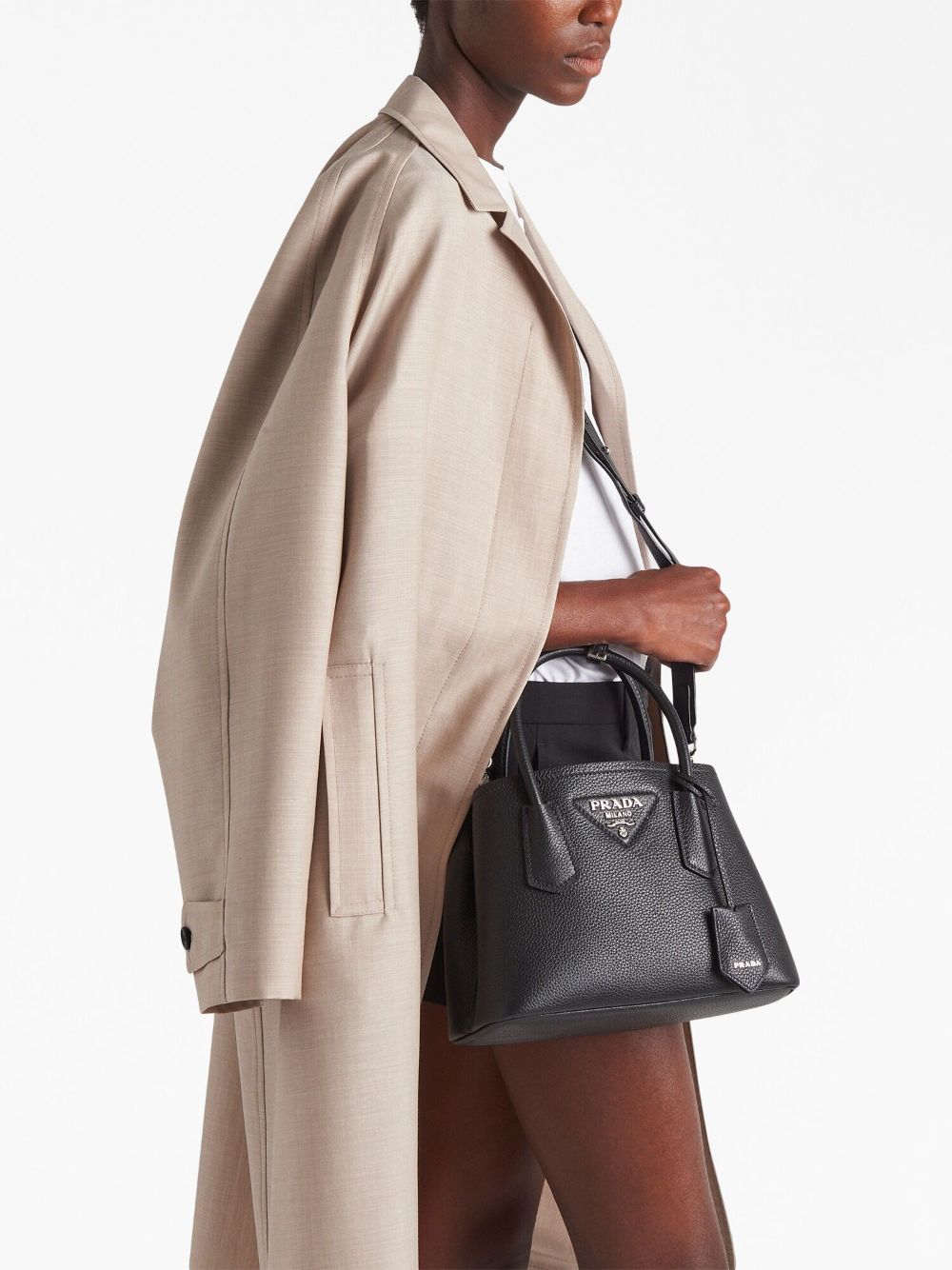 Pra*a double saffiano leather mini bag