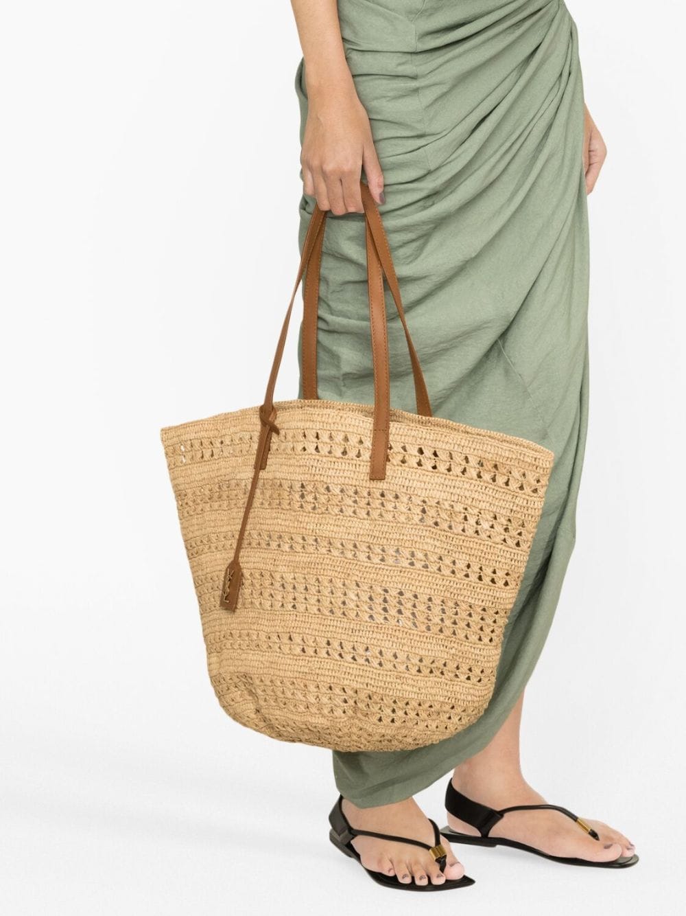 Saint Laurent interwoven raffia tote