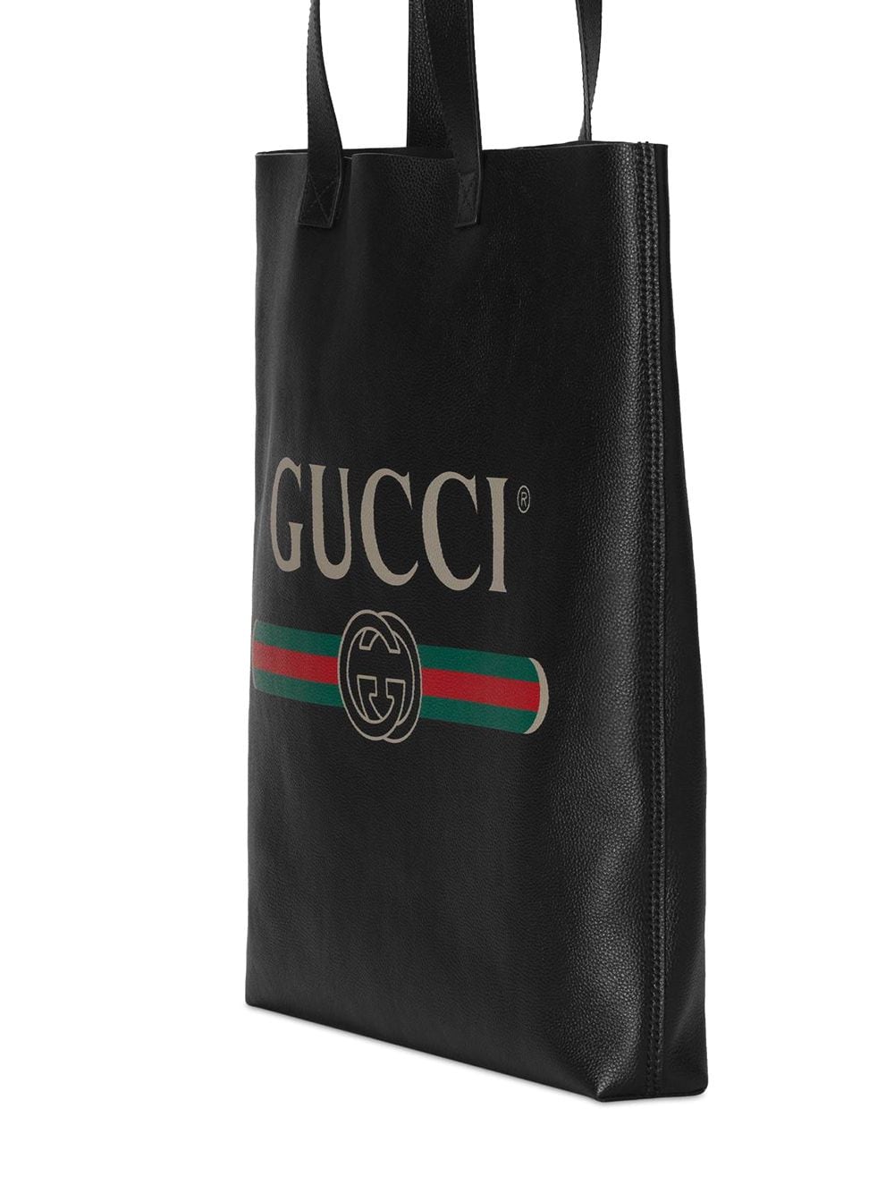 G*u*i logo-print leather tote bag