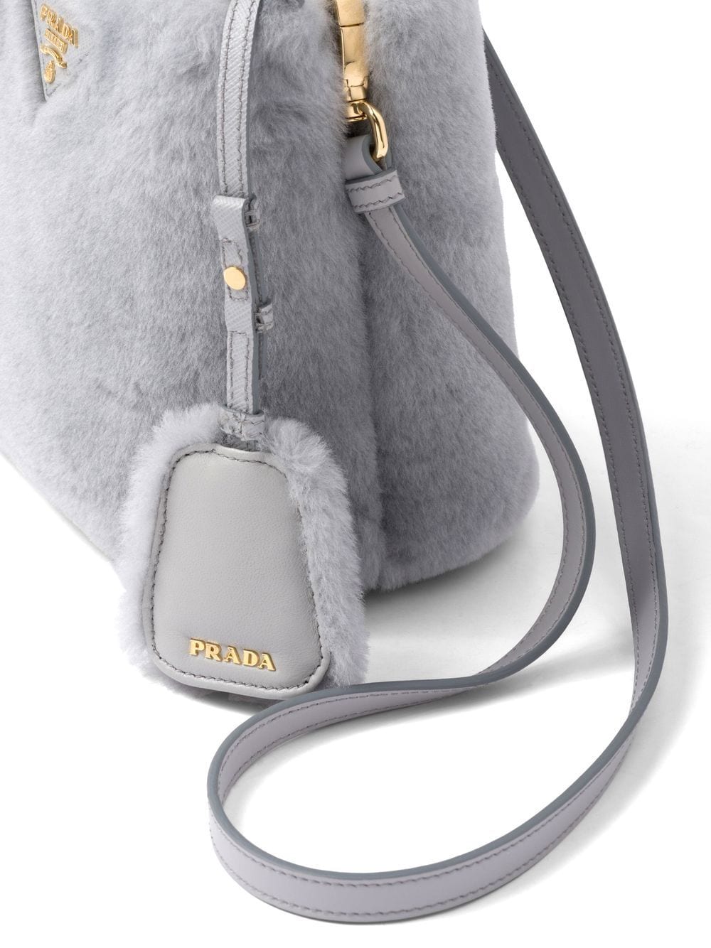 Pra*a panier shearling mini-bag
