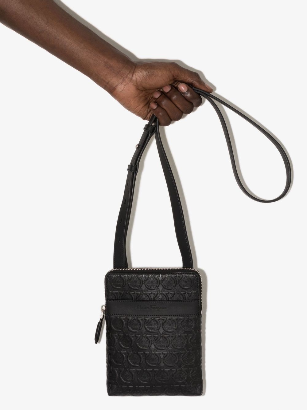 Ferragamo Gancini embossed messenger bag