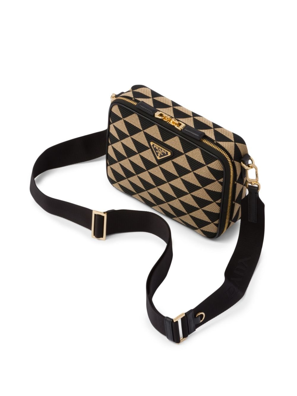 Pra*a symbole embroidered messenger bag