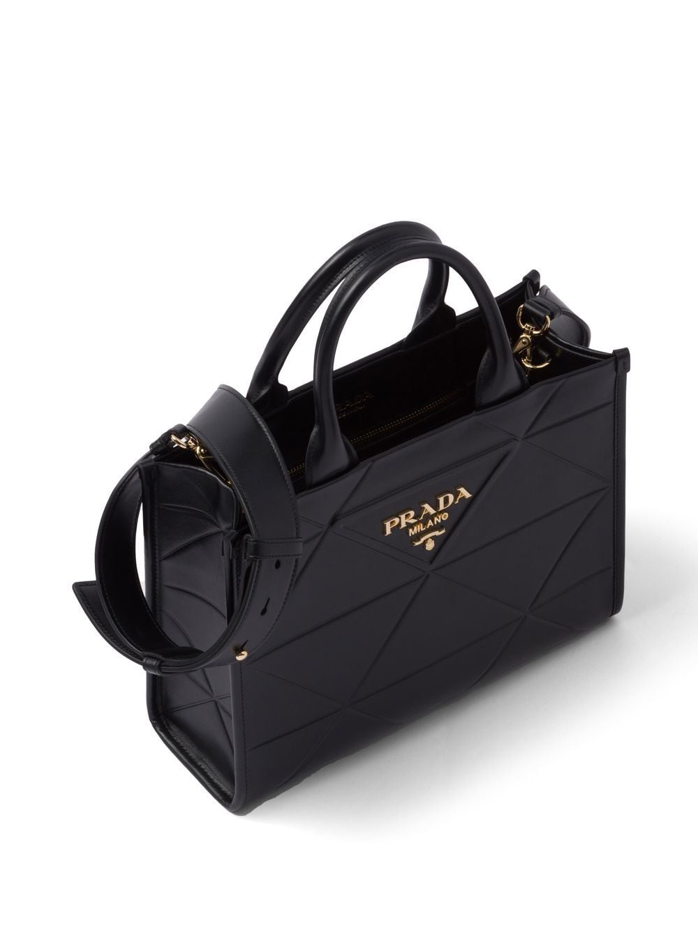 Pra*a small symbole leather tote bag