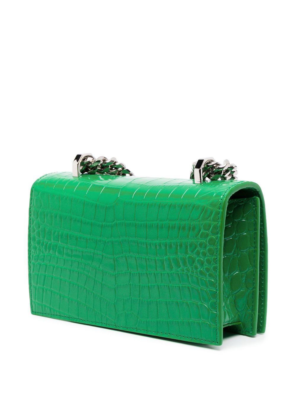 Alexander McQueen Jewelled crocodile-embossed shoulder bag