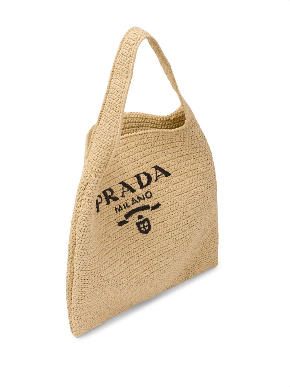 Pra*a logo-embroidered raffia tote bag