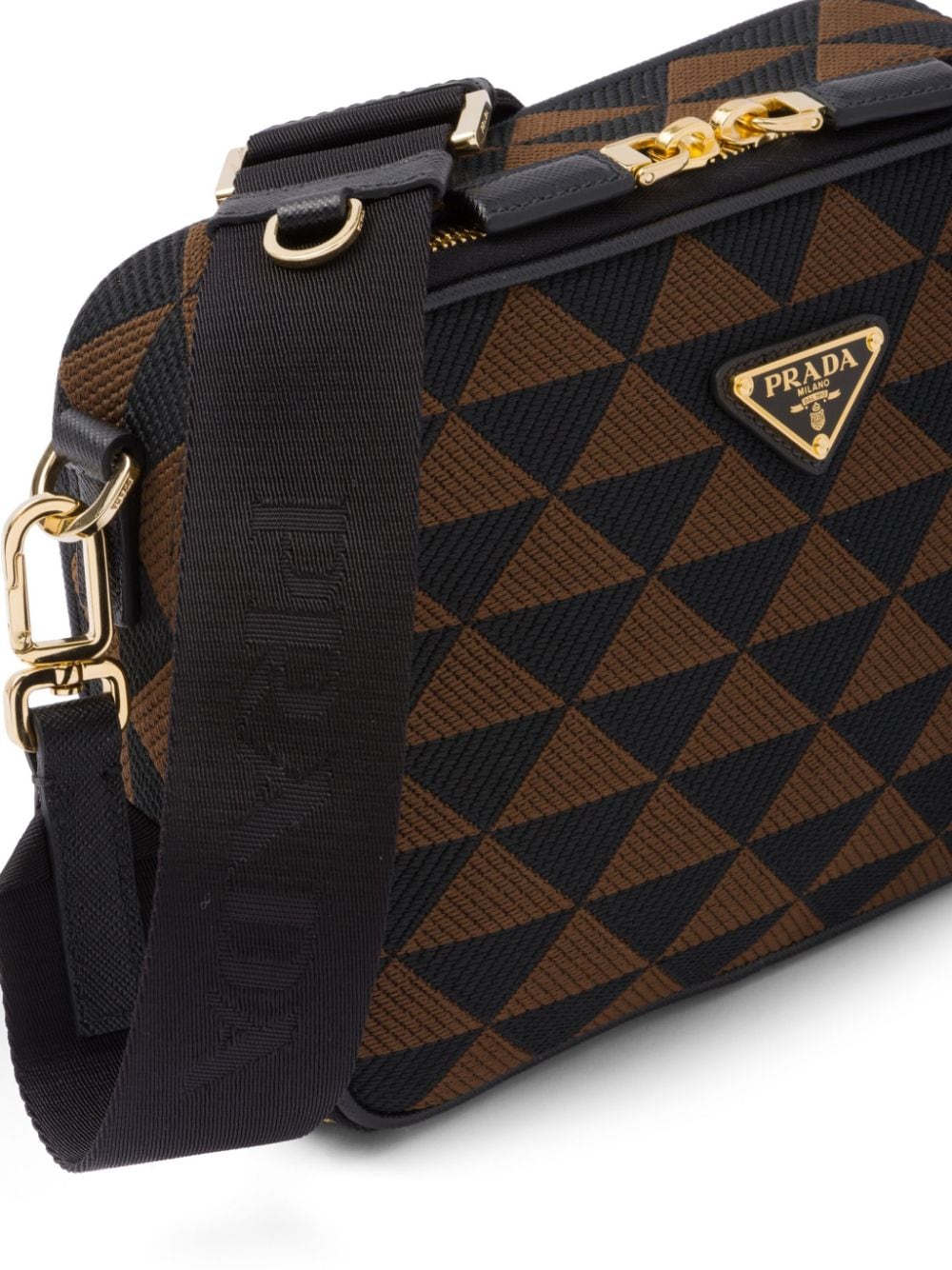 Pra*a symbole embroidered messenger bag