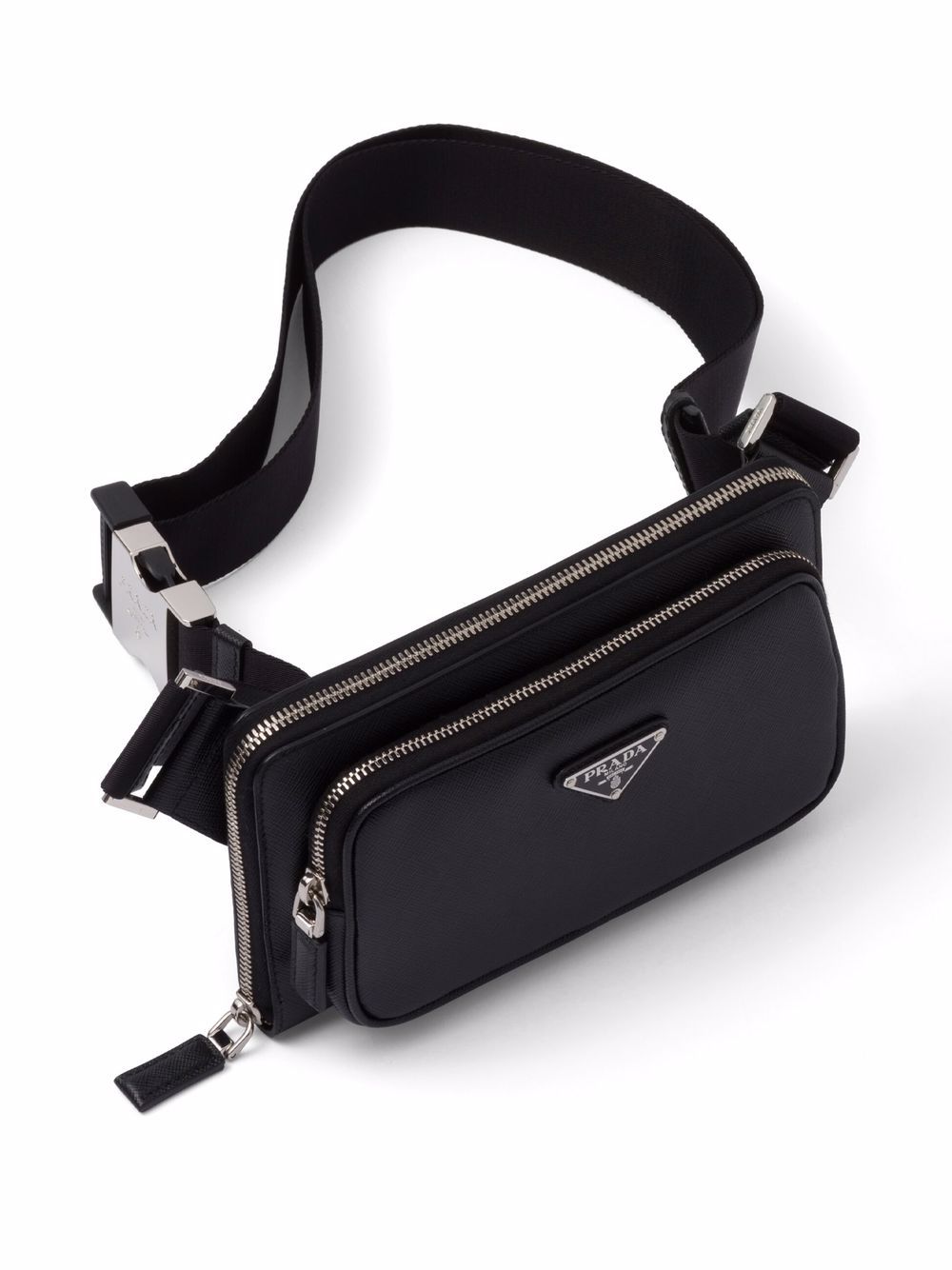 Pra*a logo plaque zipped crossbody bag