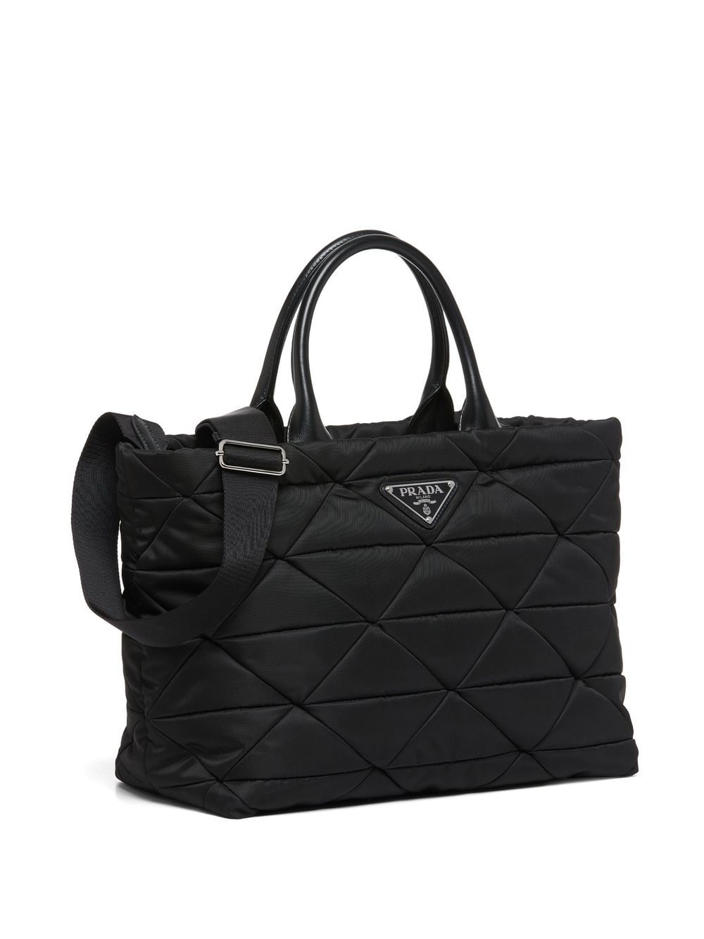 Pra*a triangle-logo quilted tote bag