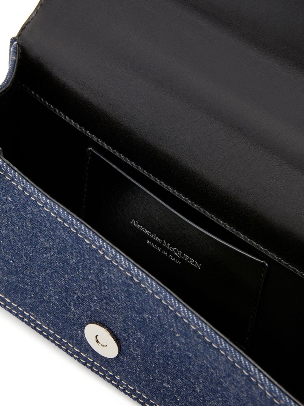 Alexander McQueen charm-embellished denim messenger bag