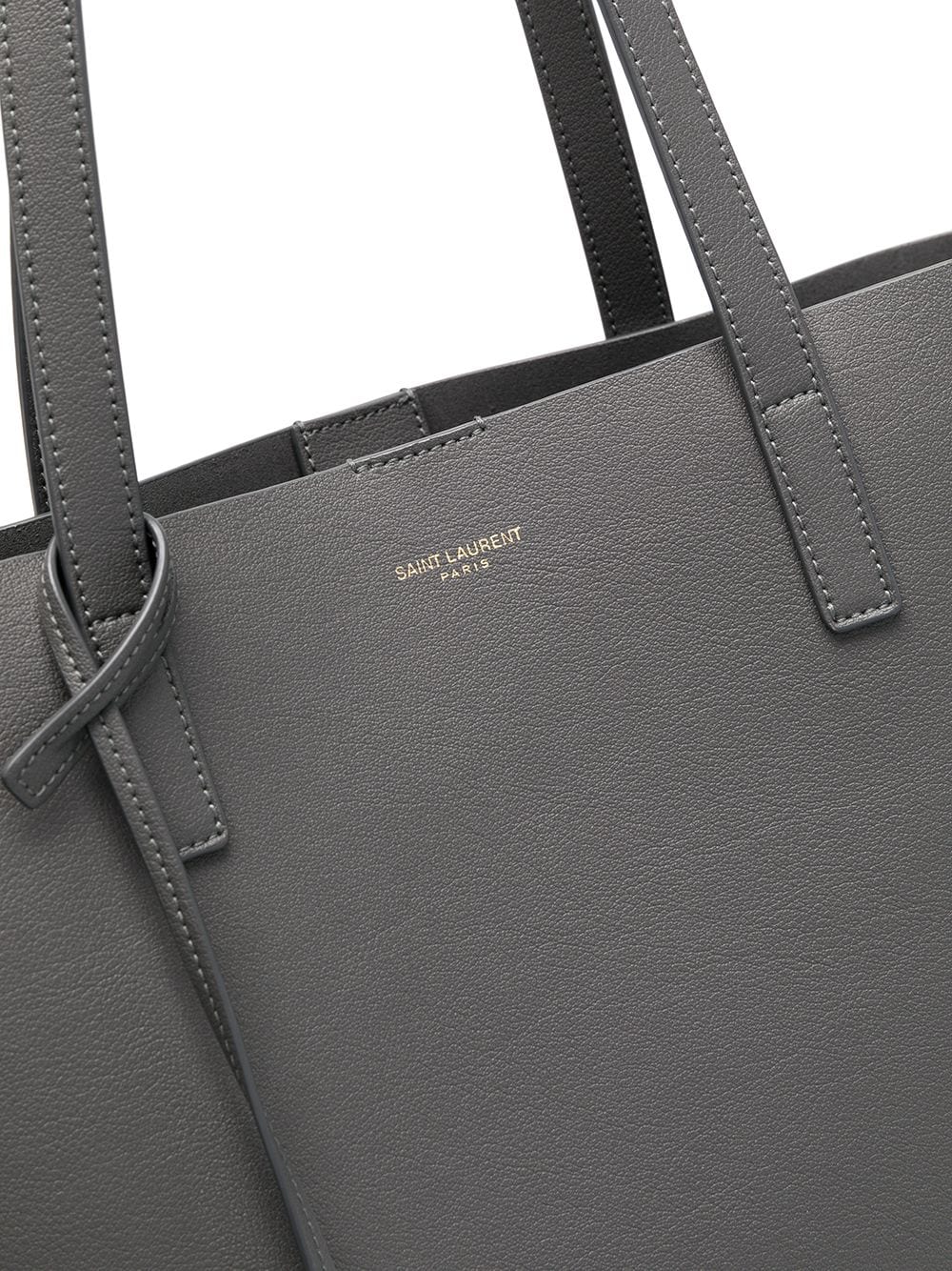 Saint Laurent logo-stamp leather tote bag