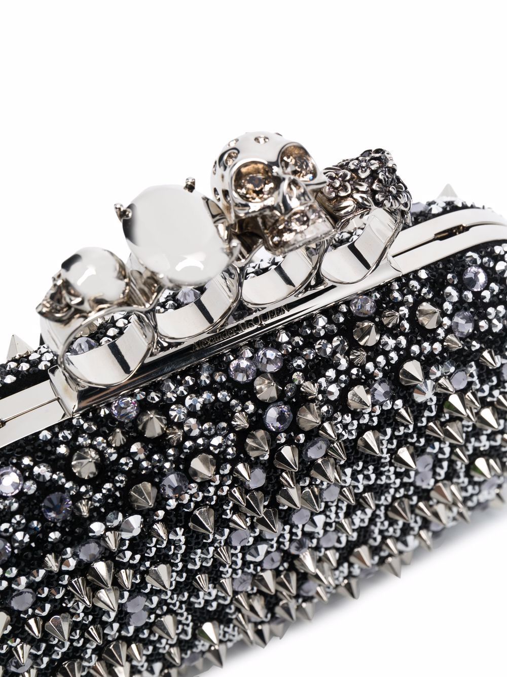 Alexander McQueen four-ring skull studded clutch