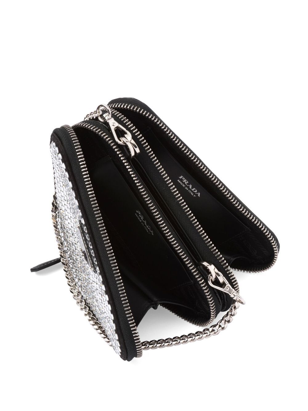 Pra*a mini triangle crystal-embellished crossbody bag
