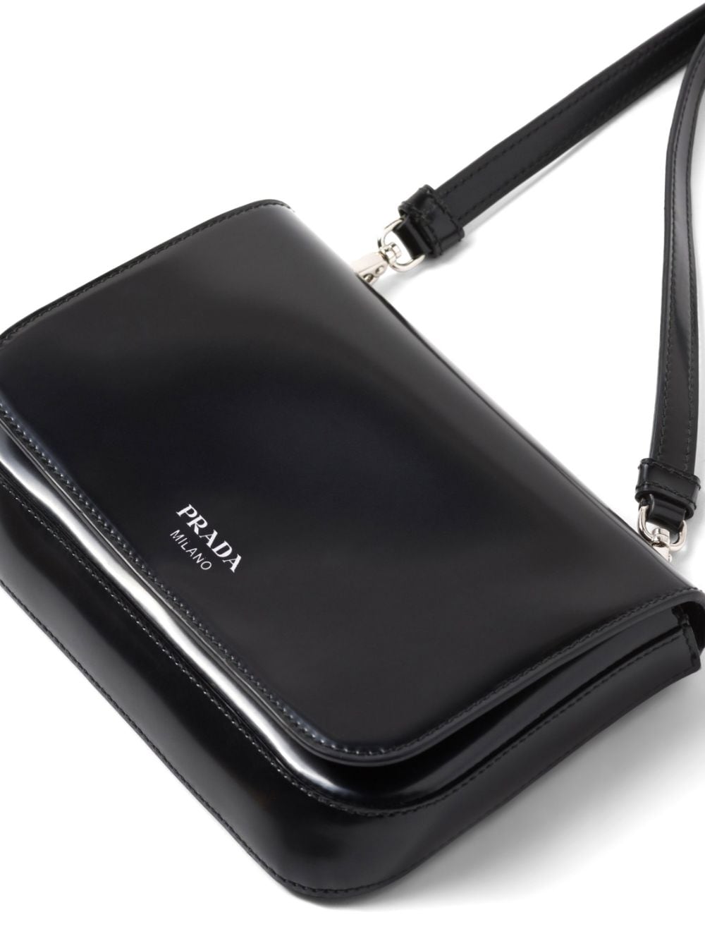 Pra*a logo-stamp brushed leather bag