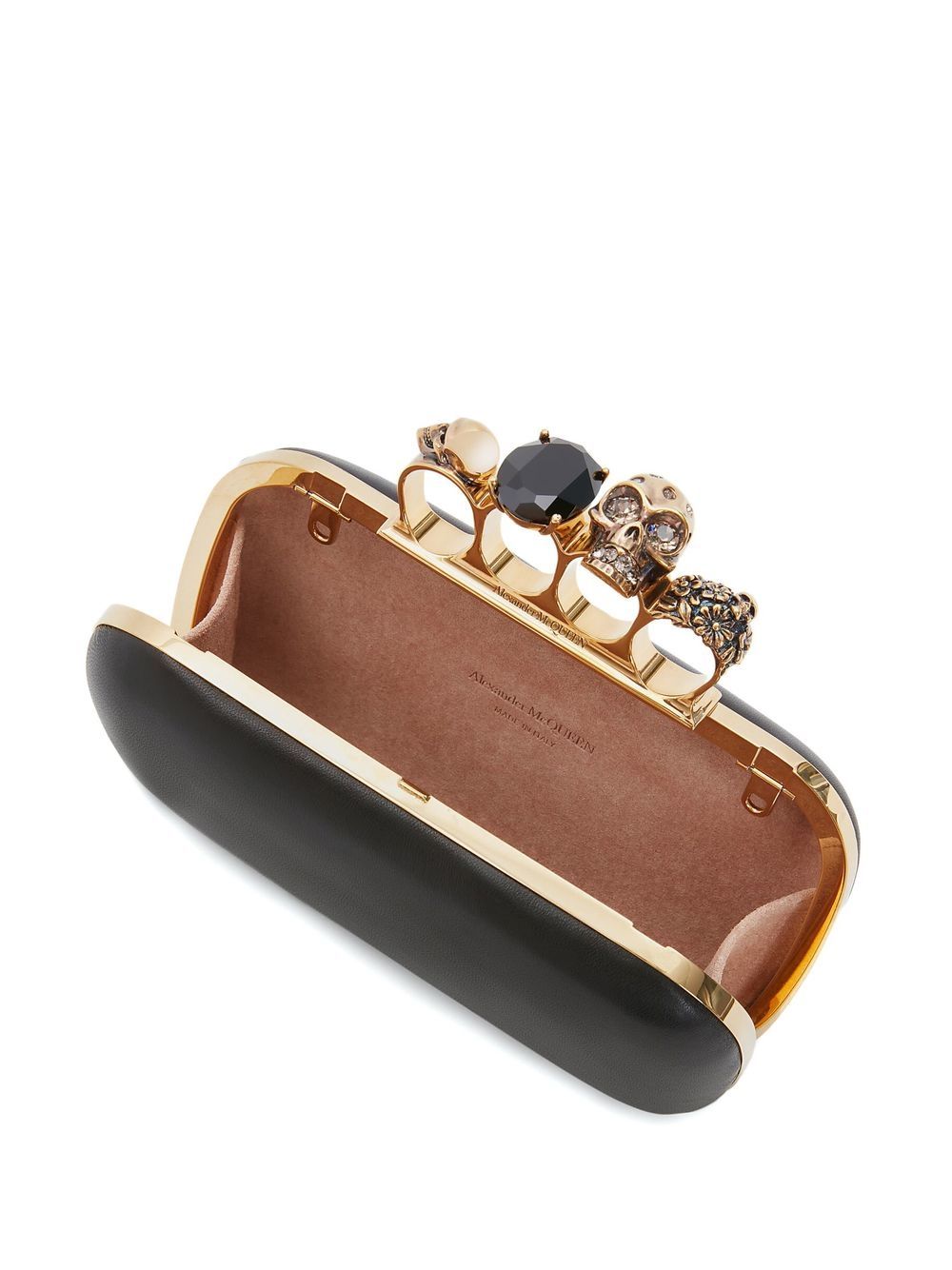 Alexander McQueen leather Skull Four-Ring clutch bag