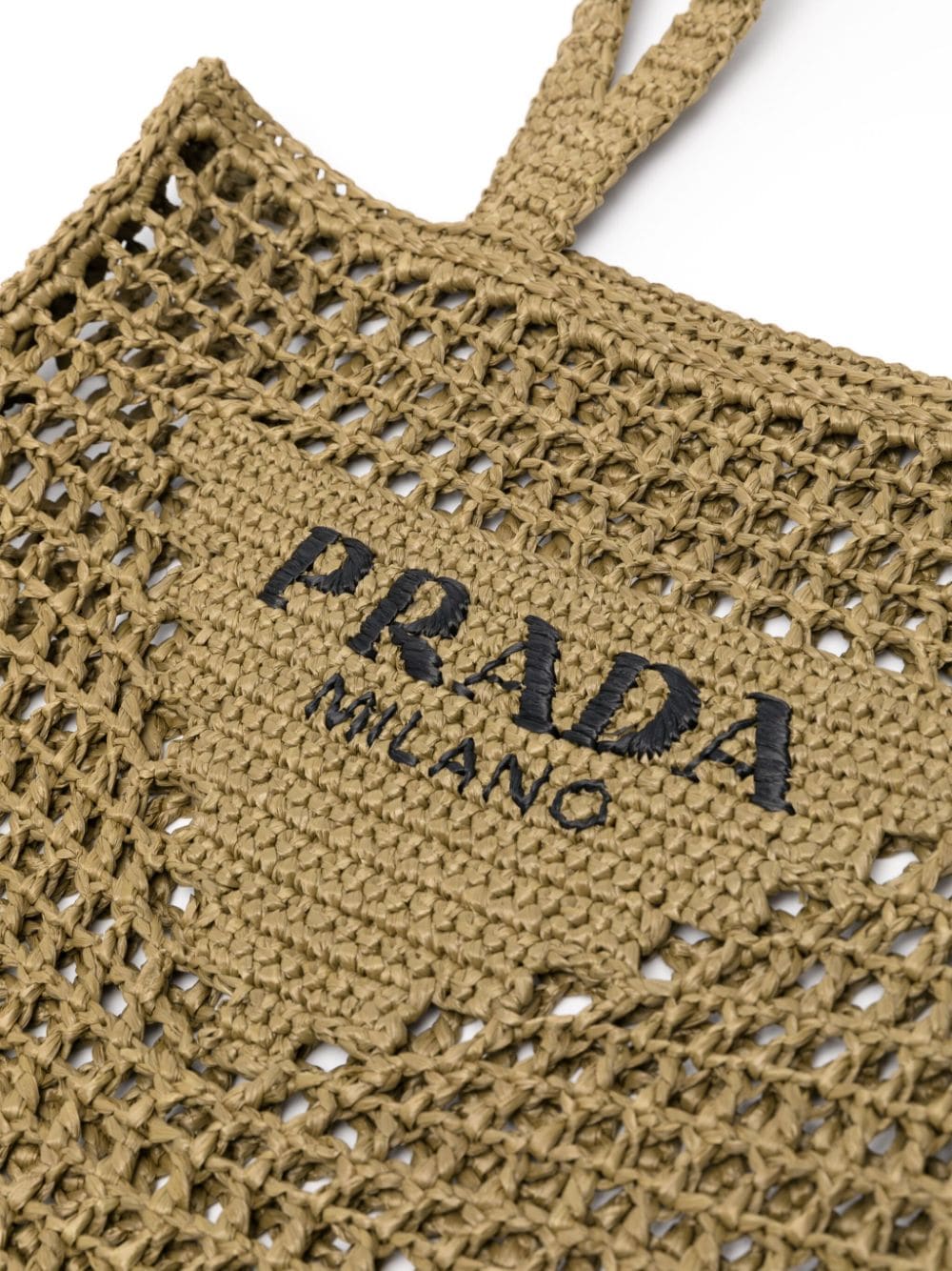 Pra*a triangle-logo raffia tote bag