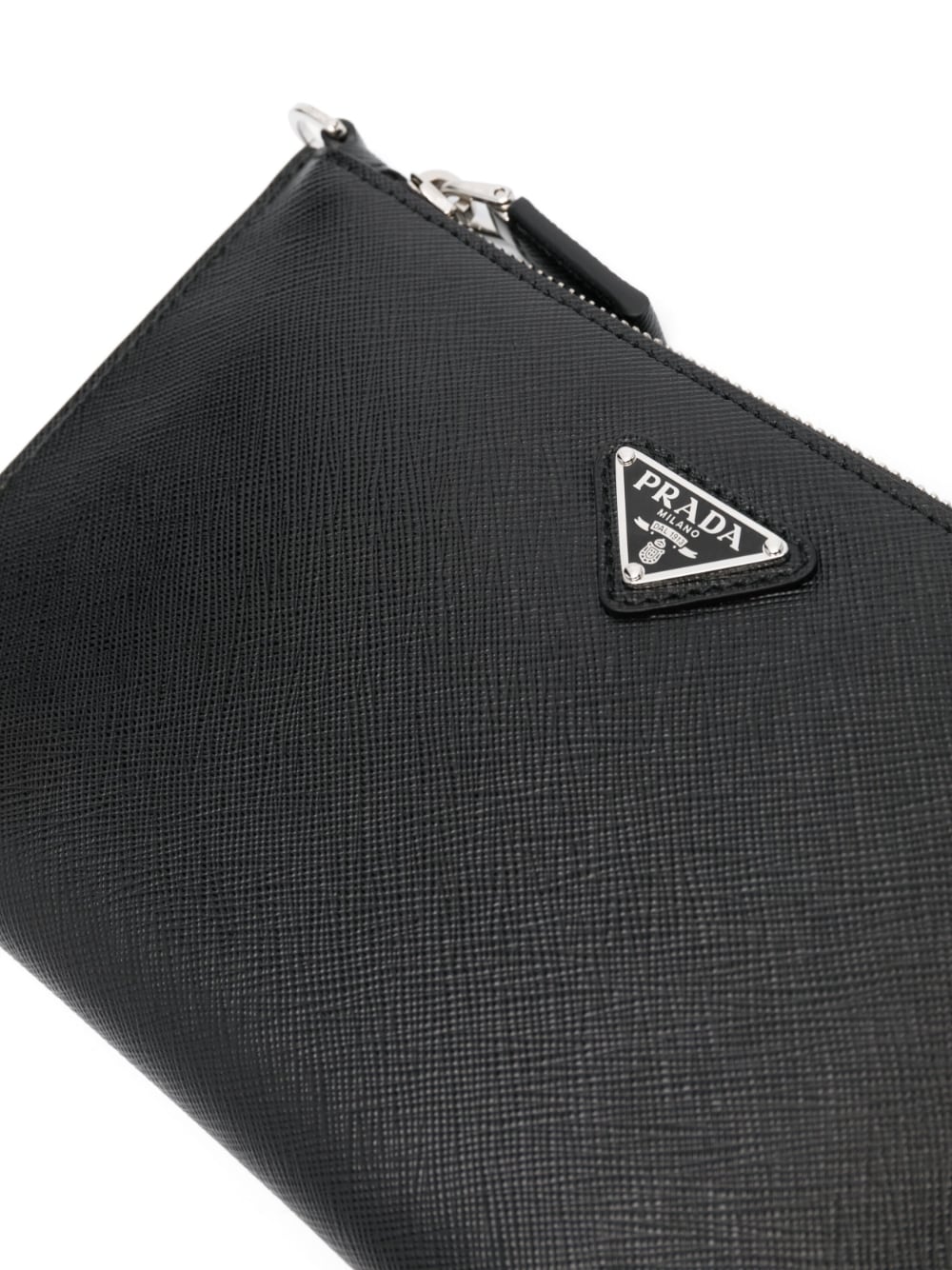 Pra*a logo-plaque clutch bag