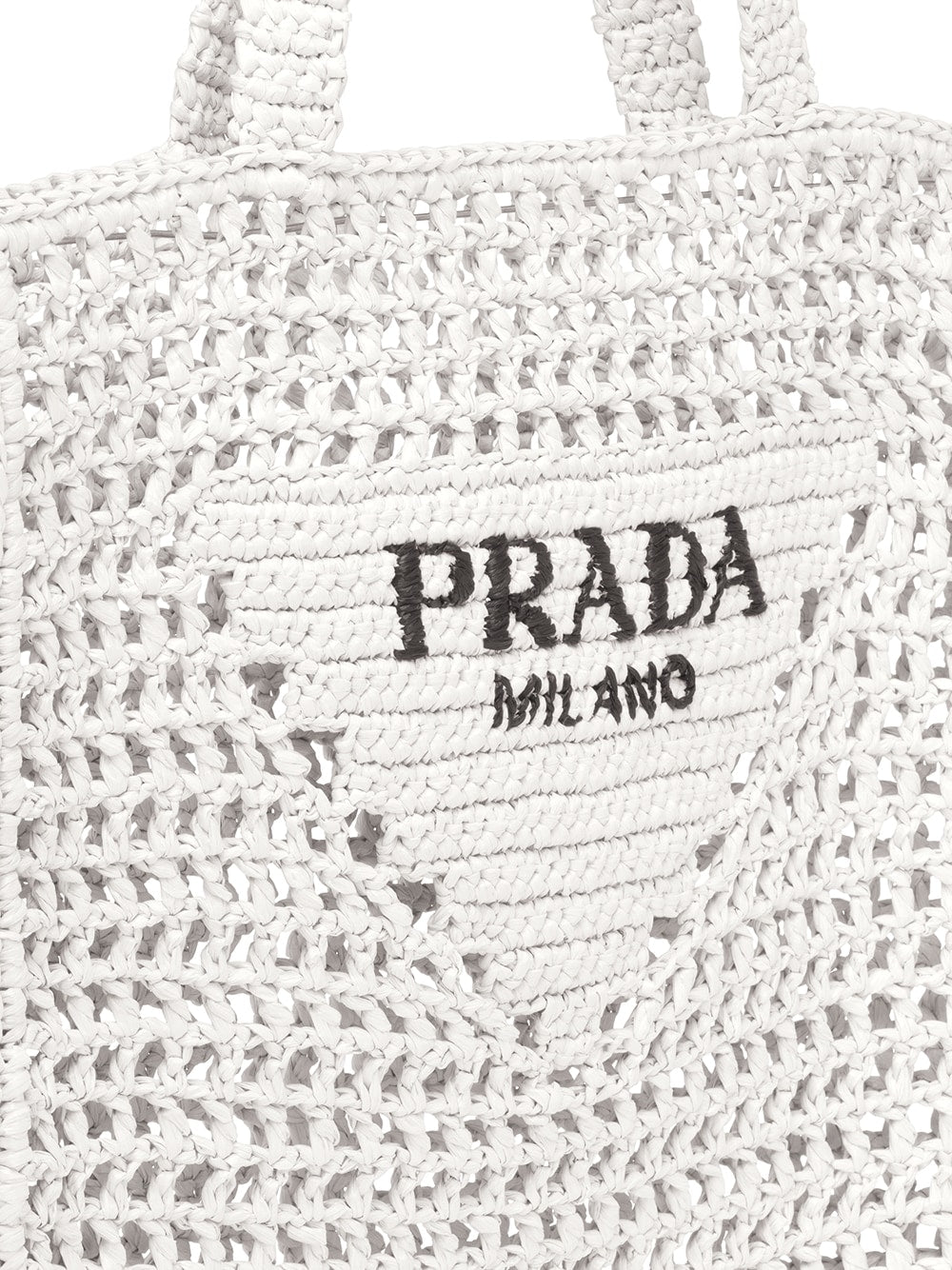Pra*a logo-print raffia tote bag