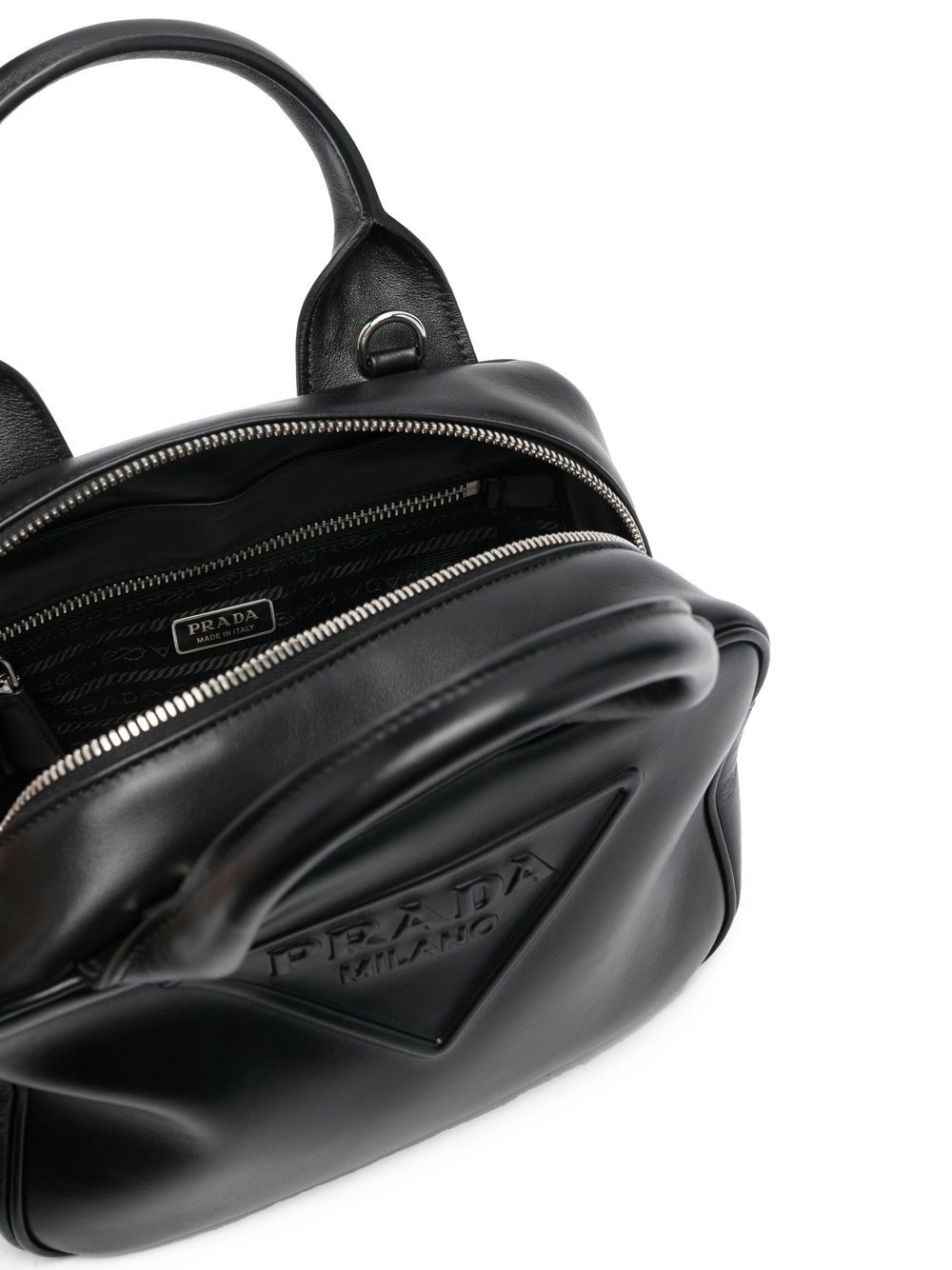 Pra*a logo-embossed leather tote bag