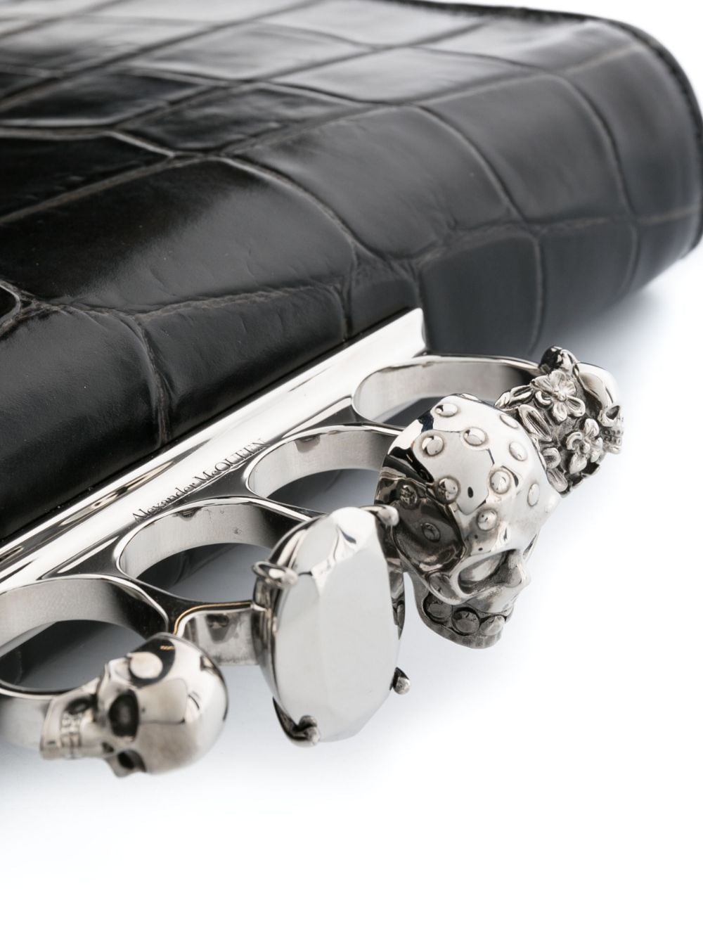 Alexander McQueen Four Ring crocodile-effect clutch