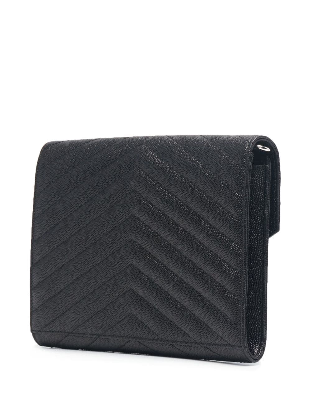 Saint Laurent logo-plaque chevron-quilt clutch bag