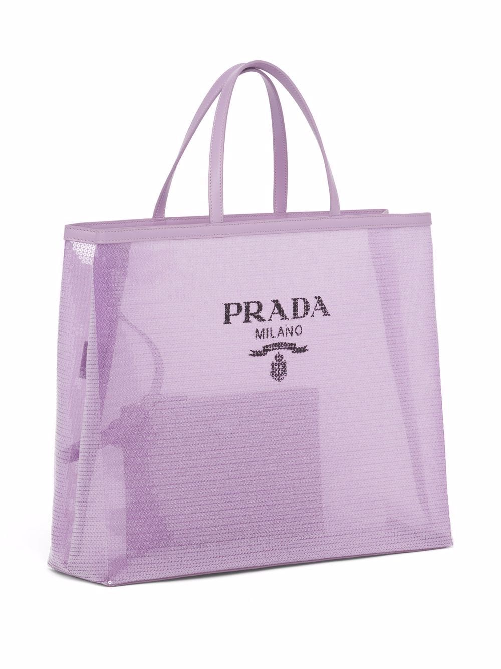 Pra*a sequinned logo-print mesh tote bag