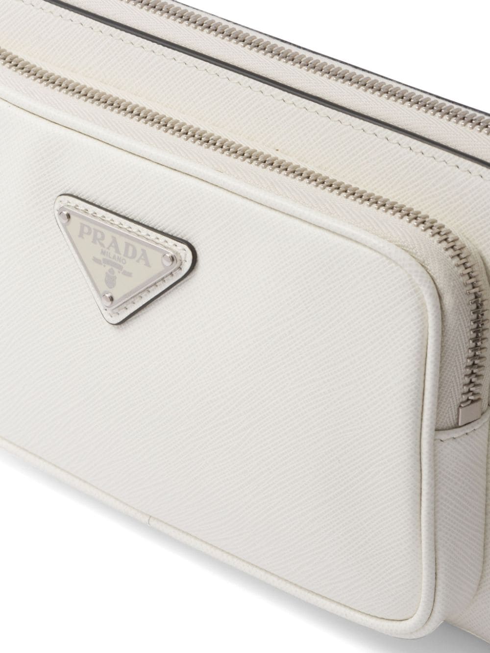 Pra*a logo-plaque leather messenger bag