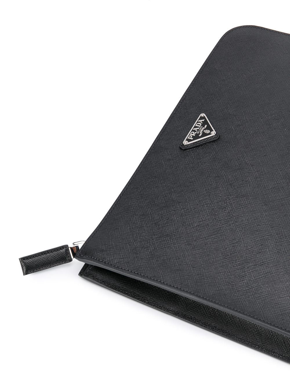 Pra*a triangular enamelled logo clutch