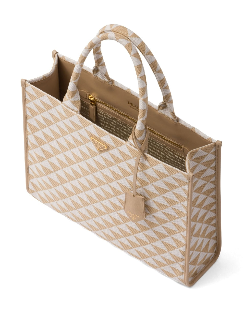 Pra*a large symbole embroidered tote bag