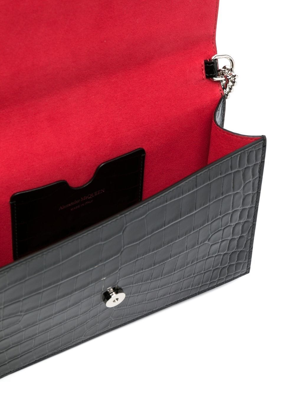 Alexander McQueen crocodile-effect patent leather shoulder bag