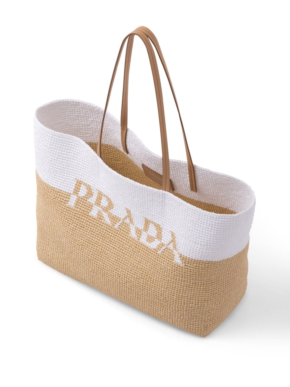 Pra*a logo raffia tote bag