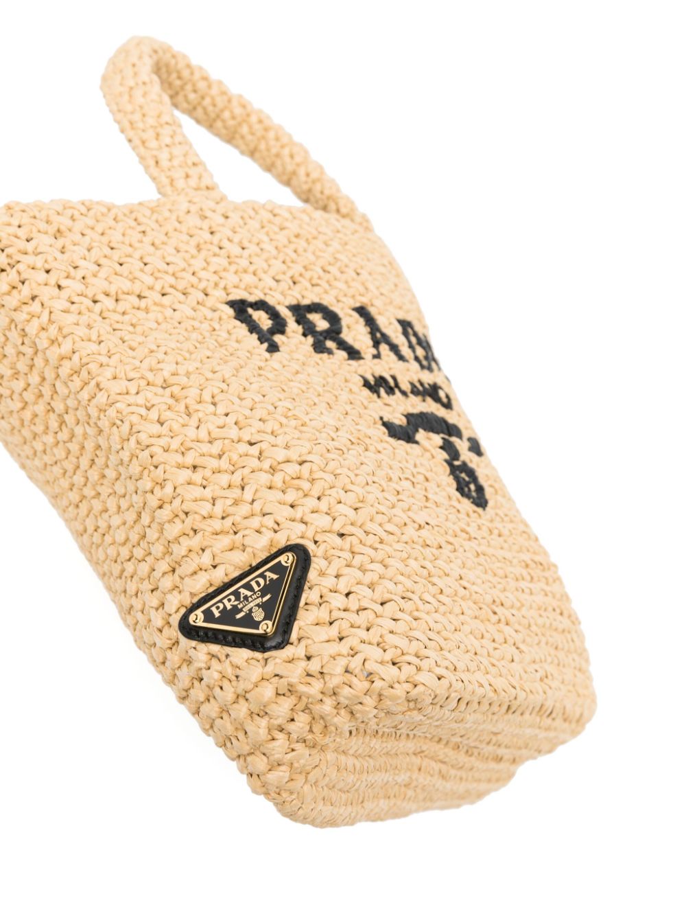 Pra*a logo-embroidered straw tote bag