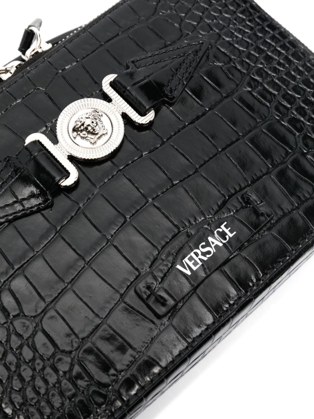 Versace croc-embossed crossbody bag