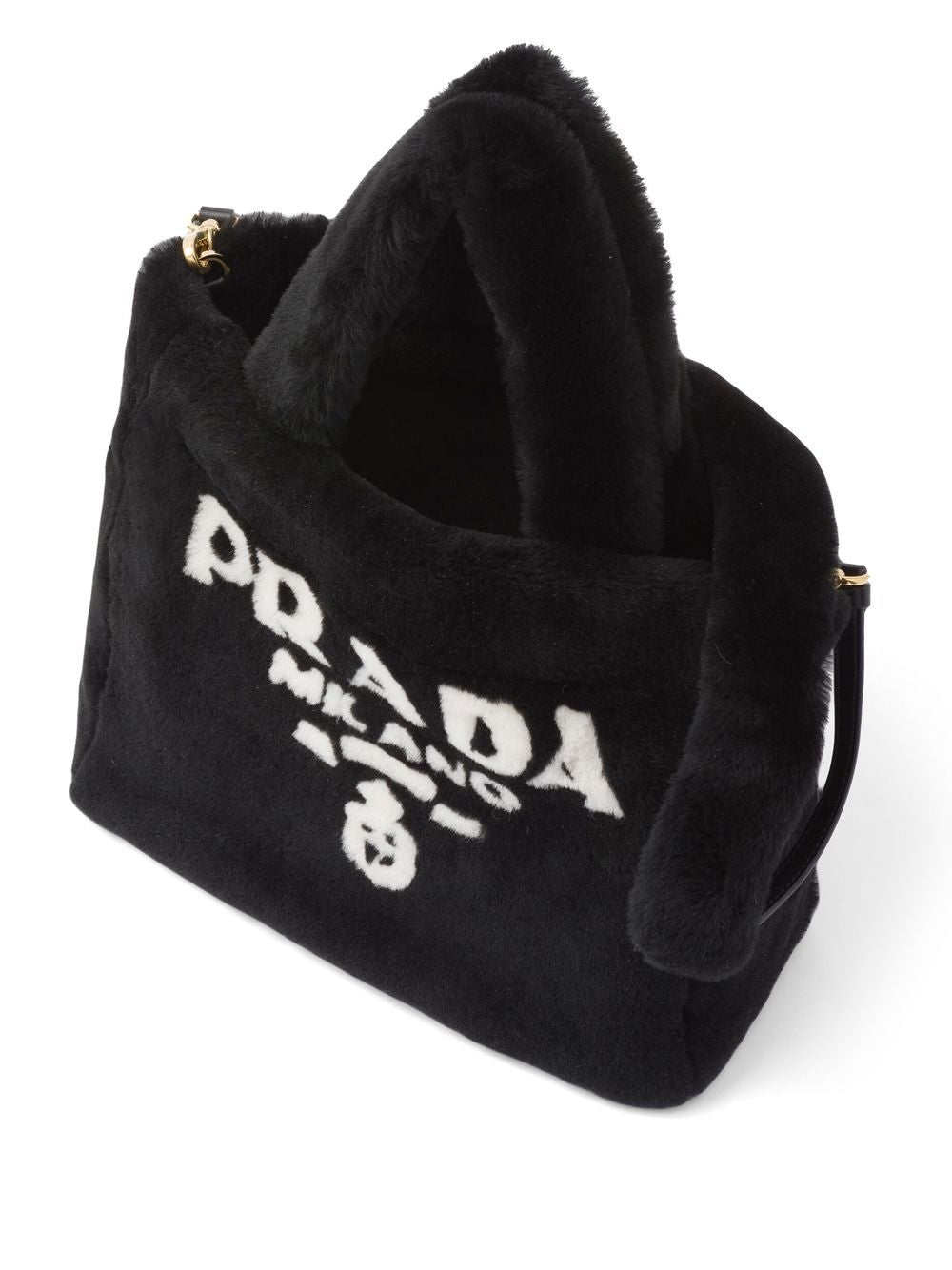 Pra*a logo-print shearling tote bag