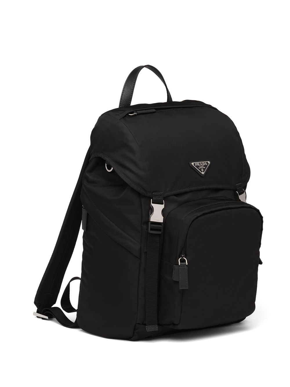 Pra*a logo-plaque multi-pocket backpack