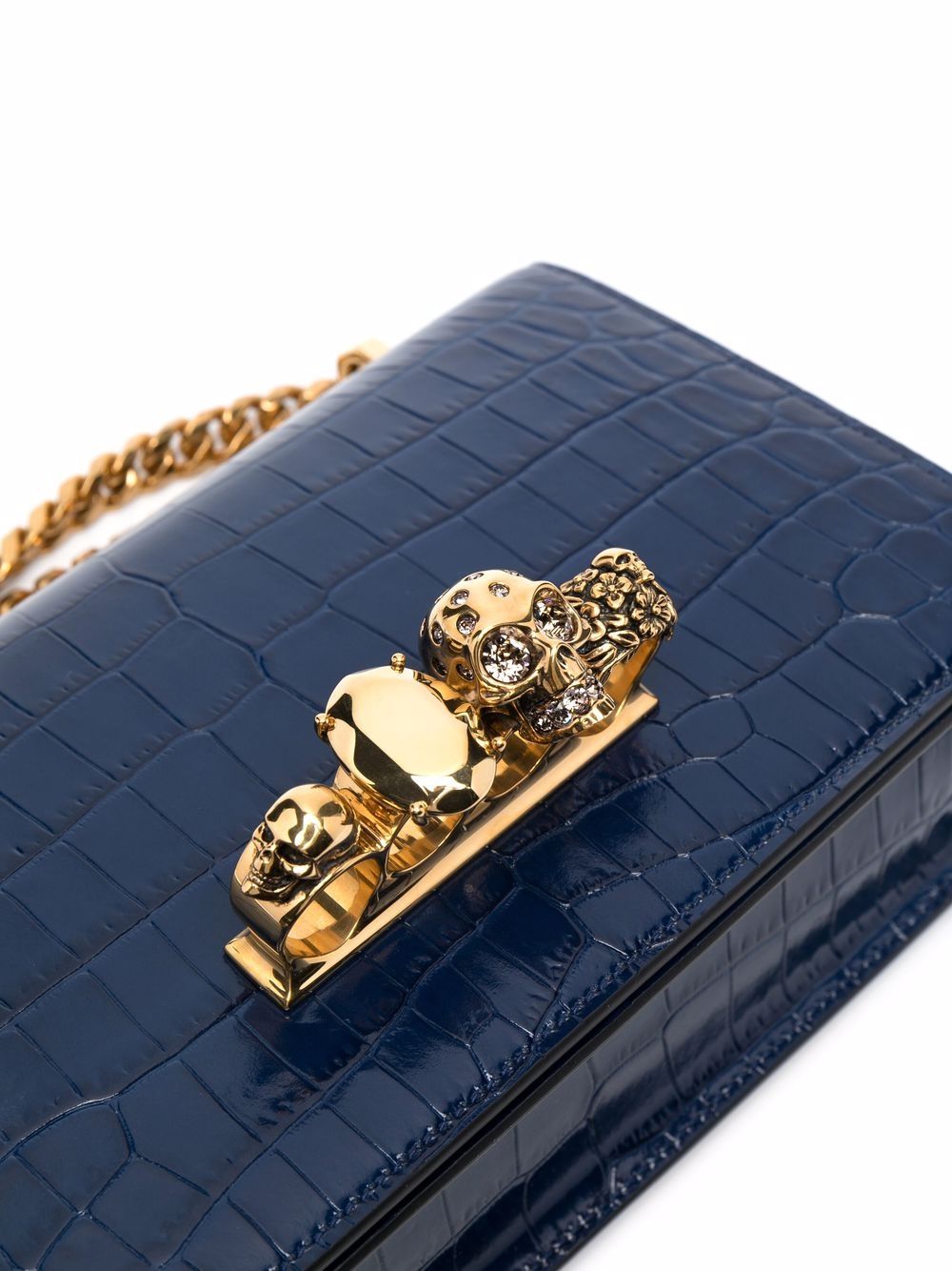Alexander McQueen Jewelled crocodile-effect crossbody bag