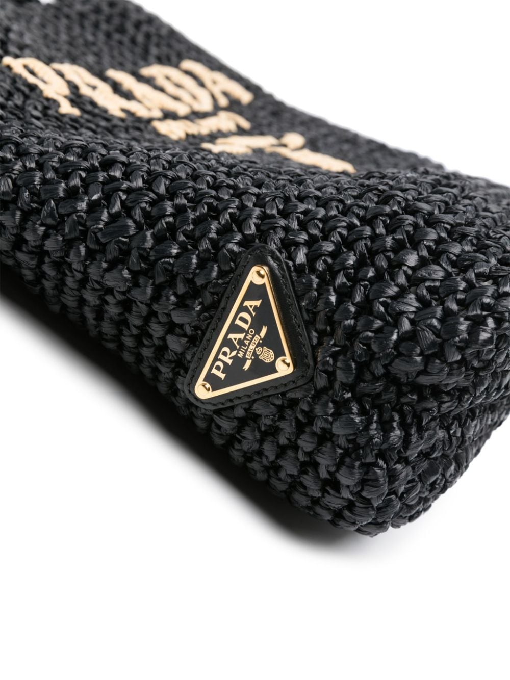 Pra*a logo-embroidered straw tote bag