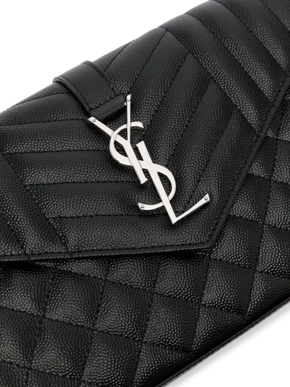 Saint Laurent logo-plaque quilted clutch bag