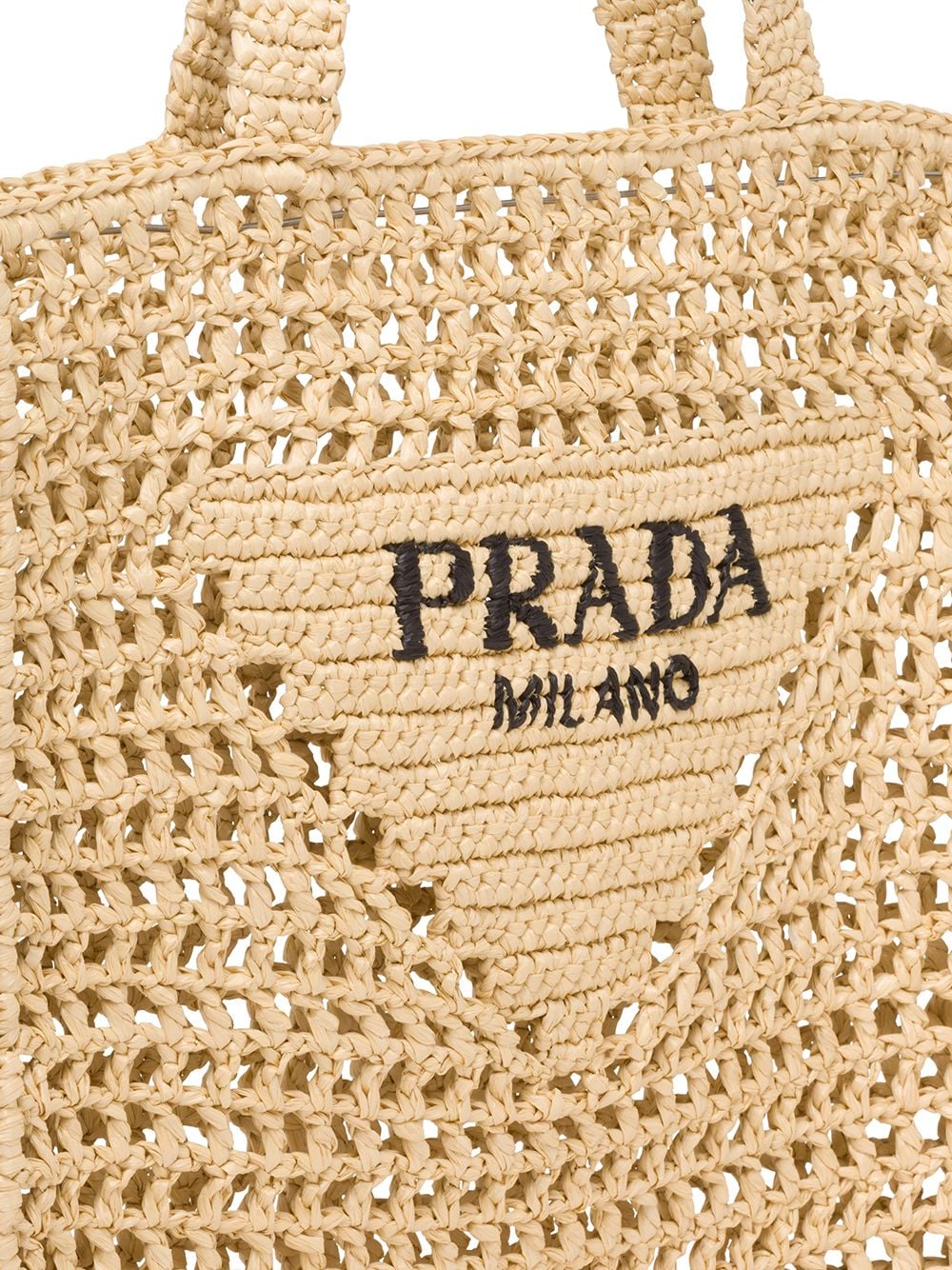 Pra*a woven-logo raffia tote bag