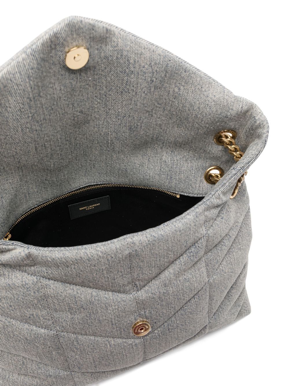 Saint Laurent Puffer denim shoulder bag