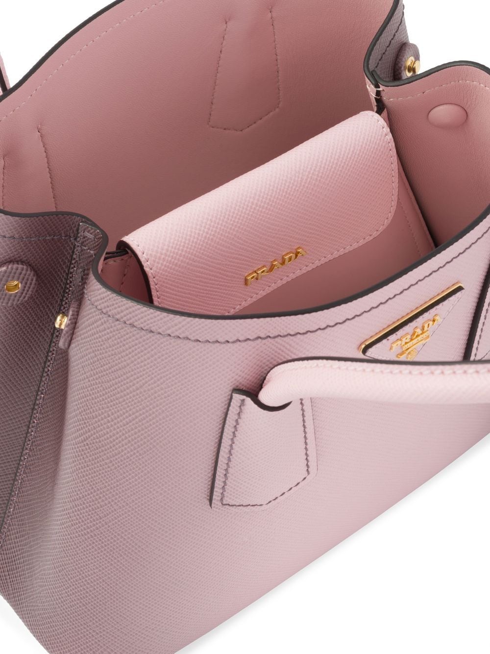 Pra*a double saffiano leather mini bag