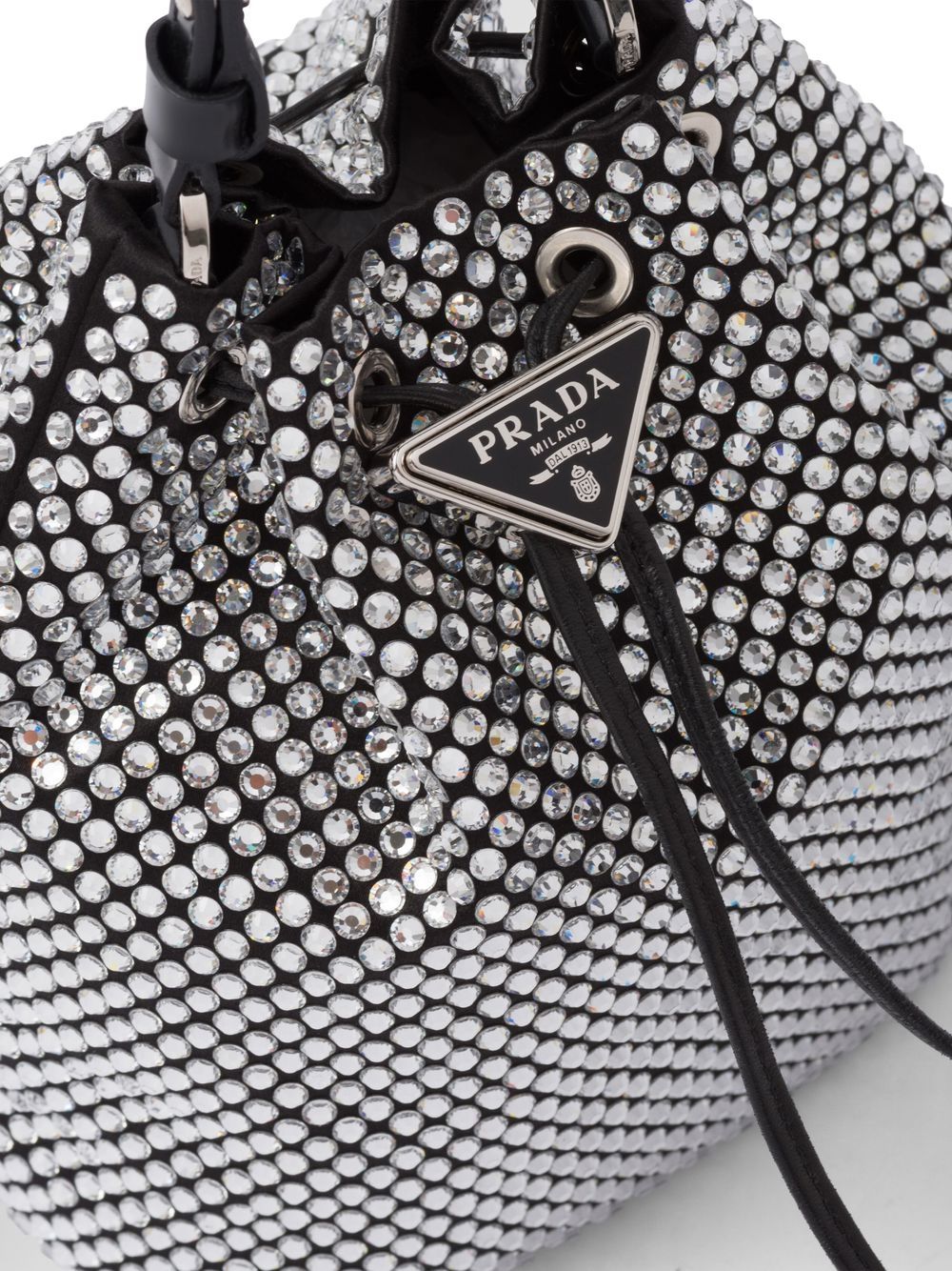 Pra*a mini crystal-embellished satin bucket bag