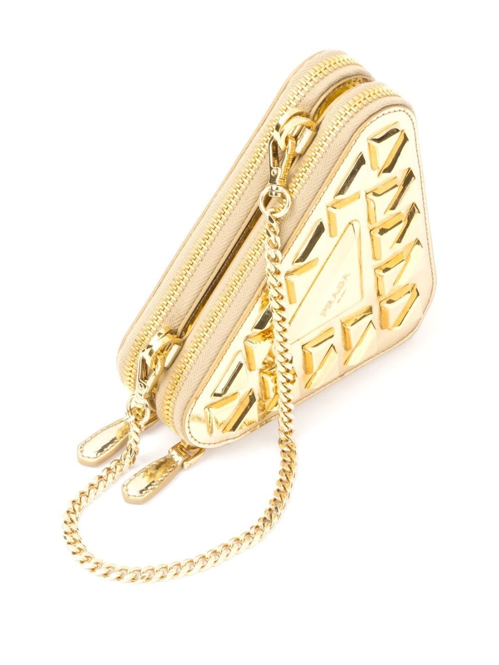 Pra*a studded leather mini pouch