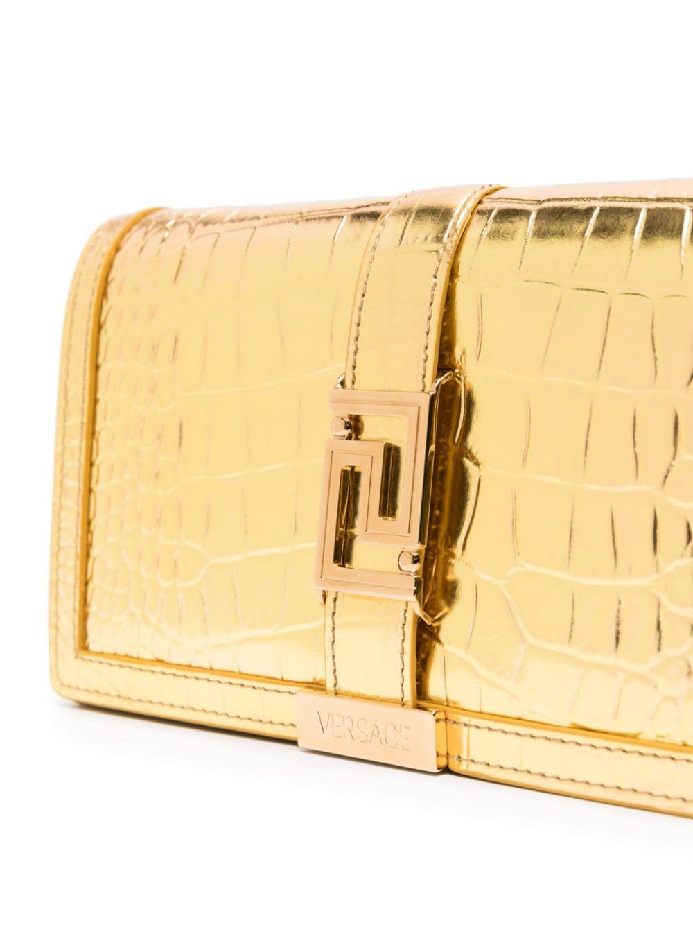 Versace crocodile-embossed metallic-leather crossbody bag
