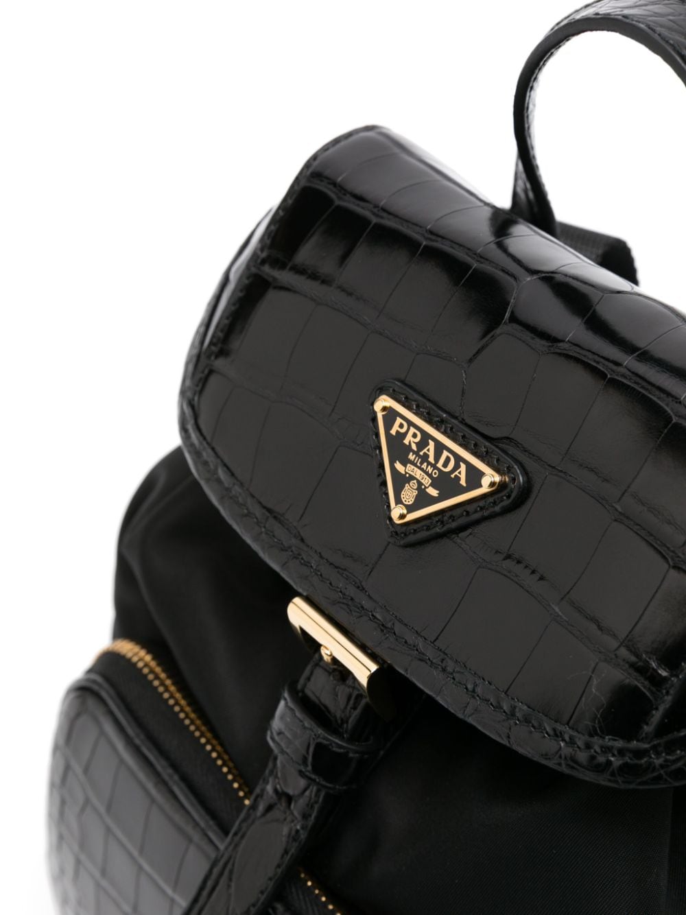 Pra*a logo-plaque leather backpack