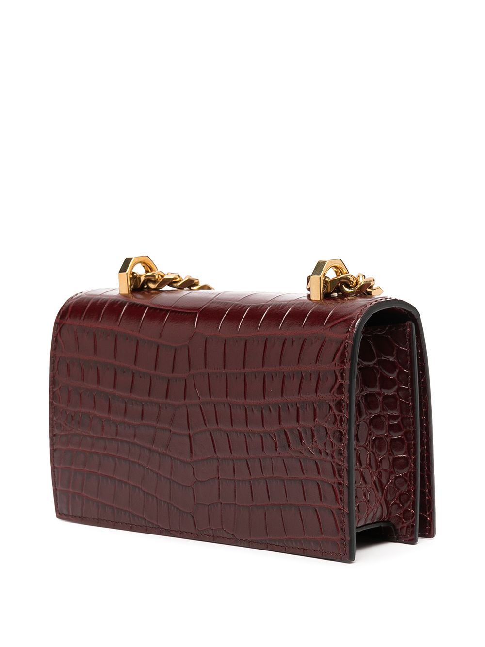Alexander McQueen Jewelled crocodile-effect satchel
